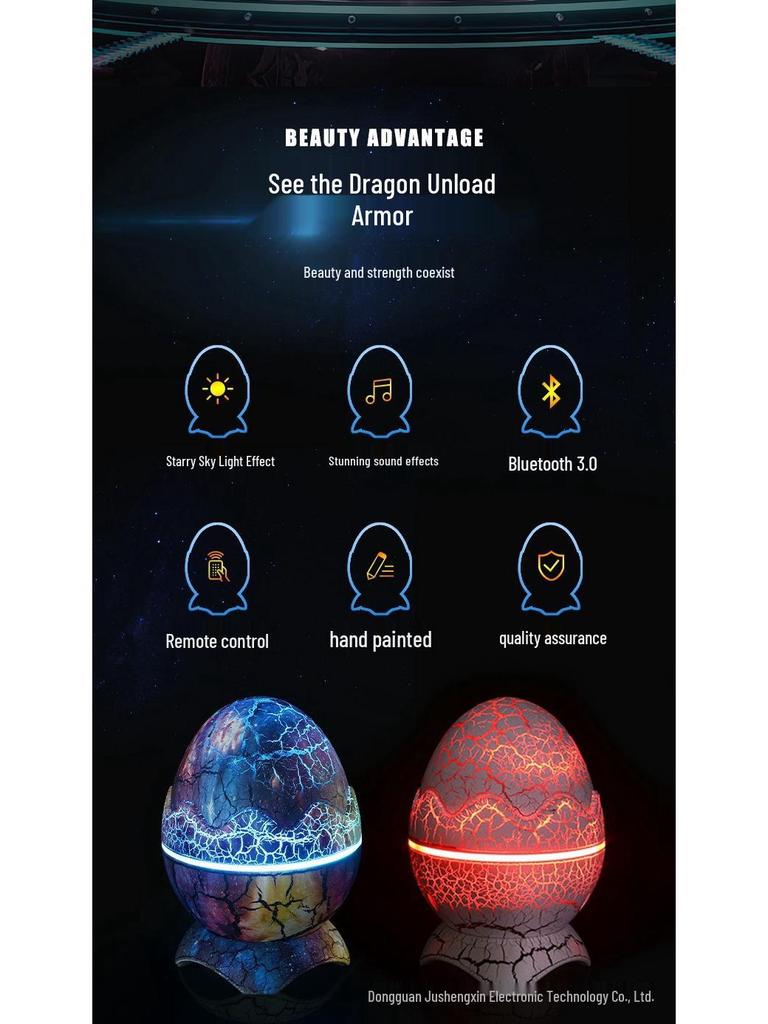 Dinosaur Egg Starry Sky Galaxy Projector with Bluetooth Music and Nebula Effects - Perfect Children's Gift