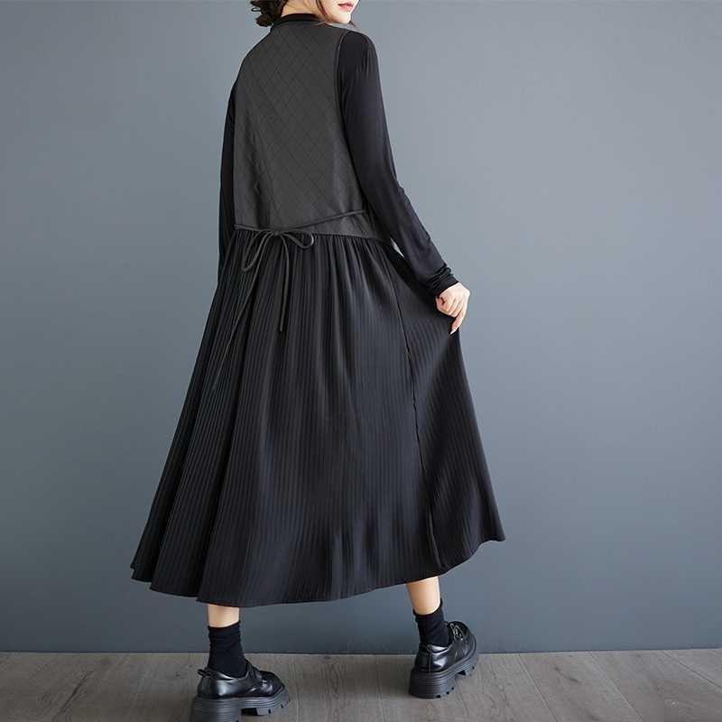 Niche Design Irregular Splicing V-neck Fashion Temperament Versatile Sleeveless Dresses