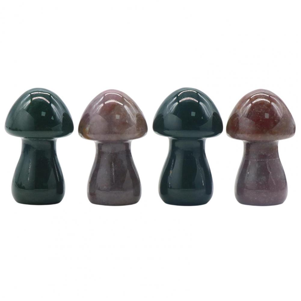 Mushroom Figurine Carved Nice-looking Clear Texture Smooth Edge Mushroom Micro Ornament DIY Faux Crystal Mushroom Figurine