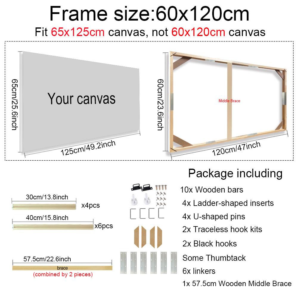 50x70 60x90 60x120cm Canvas Frame Wooden Frames Wooden Photo Oil Painting Canvas Diamond Painting Frames Canvas Wood Wall Frame