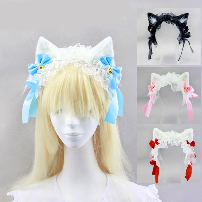 Plüsch Flauschige Katzenohren Haarreif für Mädchen Damen Halloween Cosplay Party Kostüm Süße Lolita Kopfschmuck Geschenke