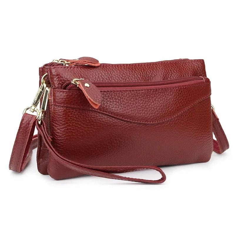 Borsa a tracolla da donna in vera pelle Piccole borse a spalla Borsa a pochette da polso casual Borse a messenger di grande capacità per donna