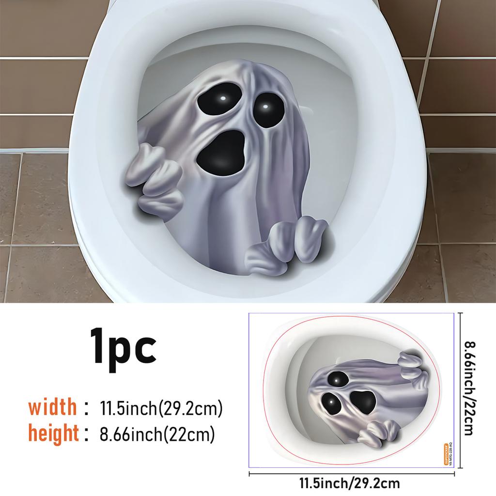 Halloween Toilet Sticker Horror Funny Sticker Self-Adhesive Decorative Sticker Toilet Toilet Lid Sticker