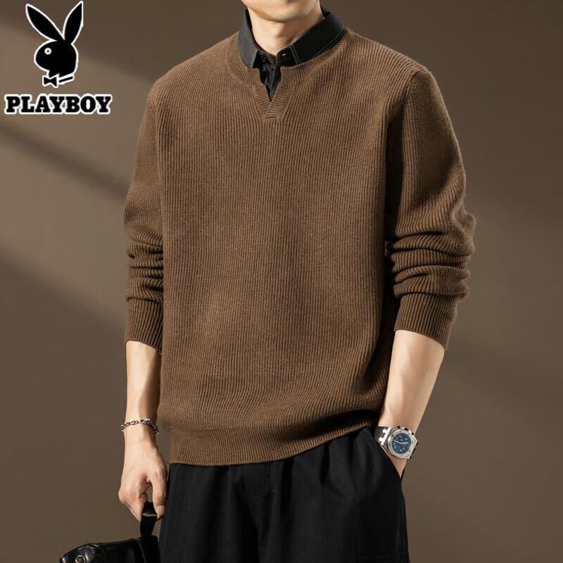 

Мужской вязаный свитер PLAYBOY с воротником, имитирующий две части 3XL