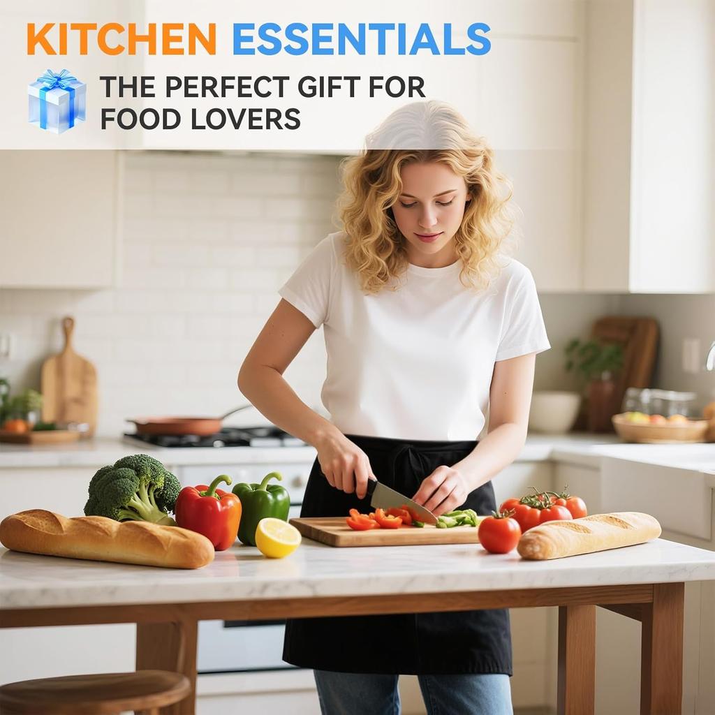 Server Aprons with 3 Pockets Waitress Waiter Waist Black Apron for Women Men Chef Kitchen Serving Cooking Baking, 1Pack, 12.6 Inch