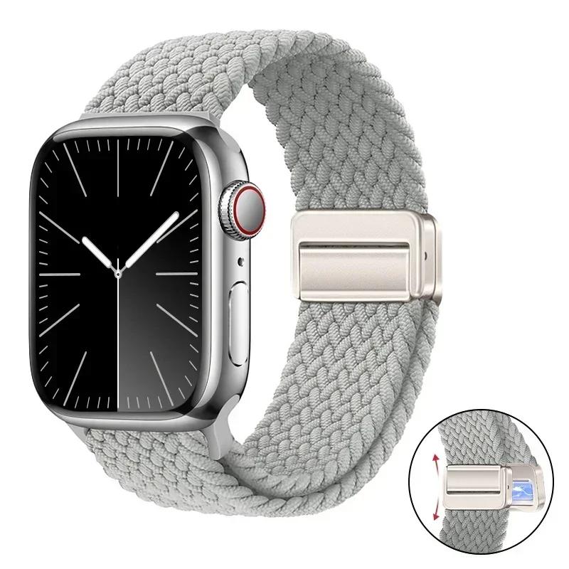 Magnetic Braided Loop Strap For Apple Watch Band 45mm 41mm 44mm 42mm 46mm Ultra 3 49mm Nylon Bracelet iWatch 11 10 9 8 7 6 5 SE