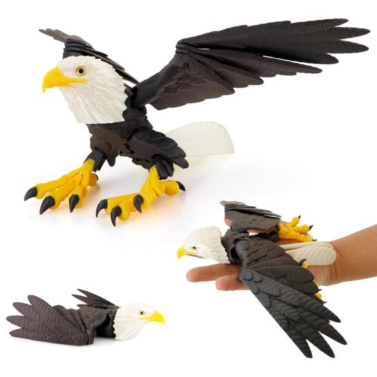 3D Printed Eagle Figurine Movable Joints Eagle Figure Model Toy Articulated Bird Figurine Home Office Bookshelf Desktop Decoration Ornament