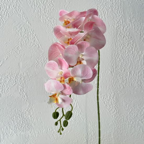 Orquídeas polilla artificiales de 9 cabezas, flores de seda falsas realistas, centro de mesa para bodas, fiestas, hogar, oficina, decoración de ramas florales de Phalaenopsis falsa