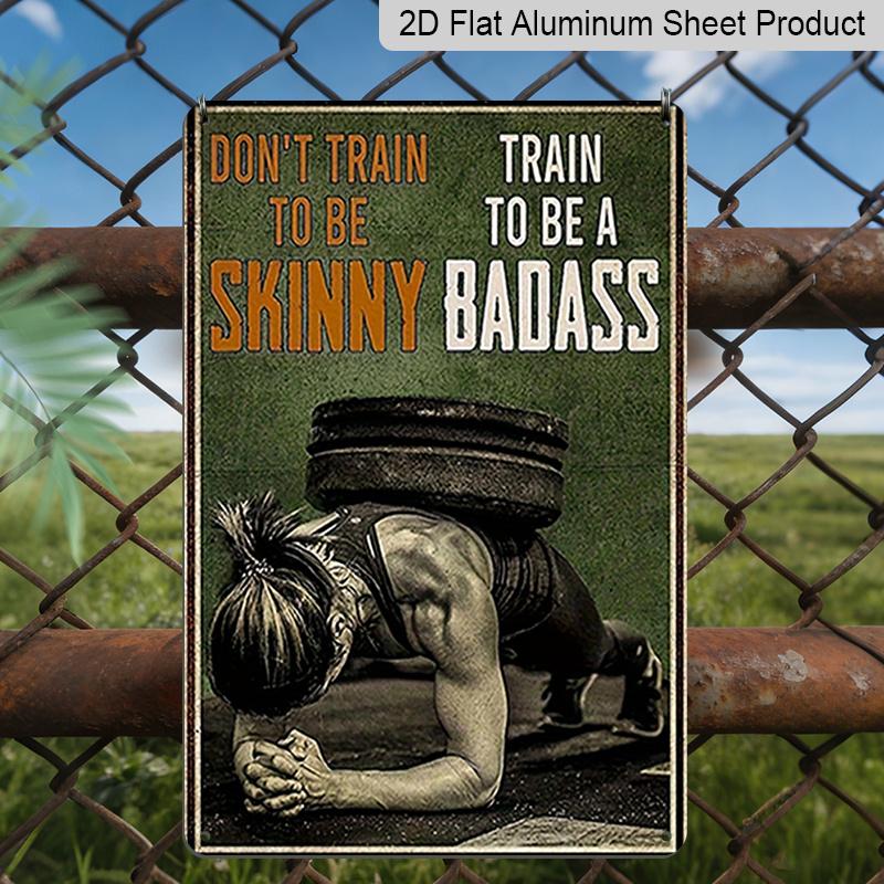 

2D Flat, 1pc Vintage Women s Fitness Motivational Workout Sign - Heavy Duty Gym Decor with Weightlifting Woman - Don t Train To Be Skinny - Be A 20*30cm