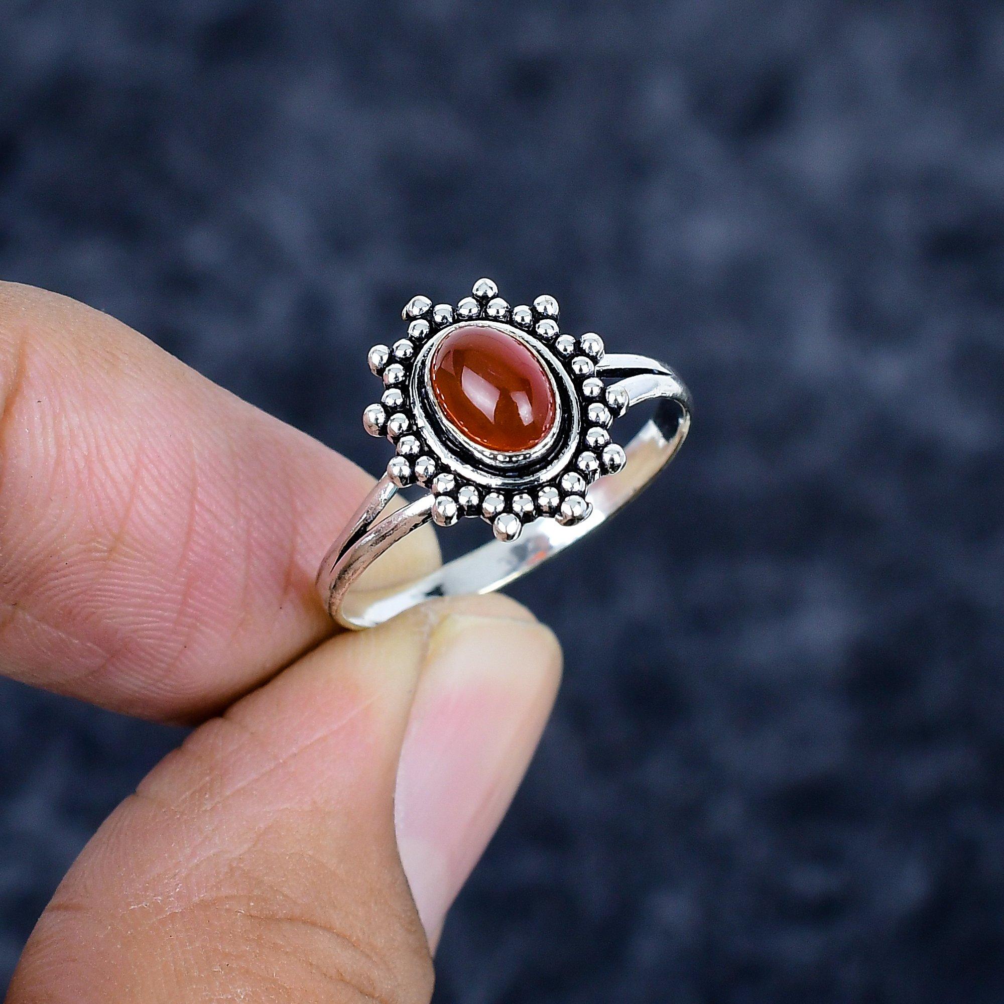 

Сердолік Самоцвіт Ручна робота Срібло 925 проби Ювелірна каблучка Розмір 9.5 ММ-3421