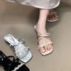 Thin Ribbon Rhinestone Bow Cool Slippers Women's Outer Wear 2025 New Fairy Style High-end Skirt Slippers Sandals