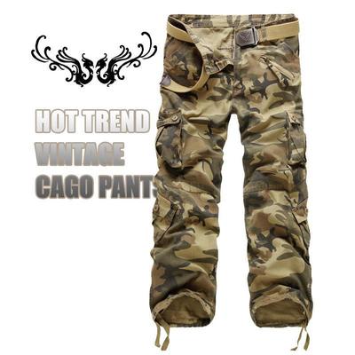 Pantalon cargo camouflage multi-poches en coton pour homme - Grandes tailles disponibles