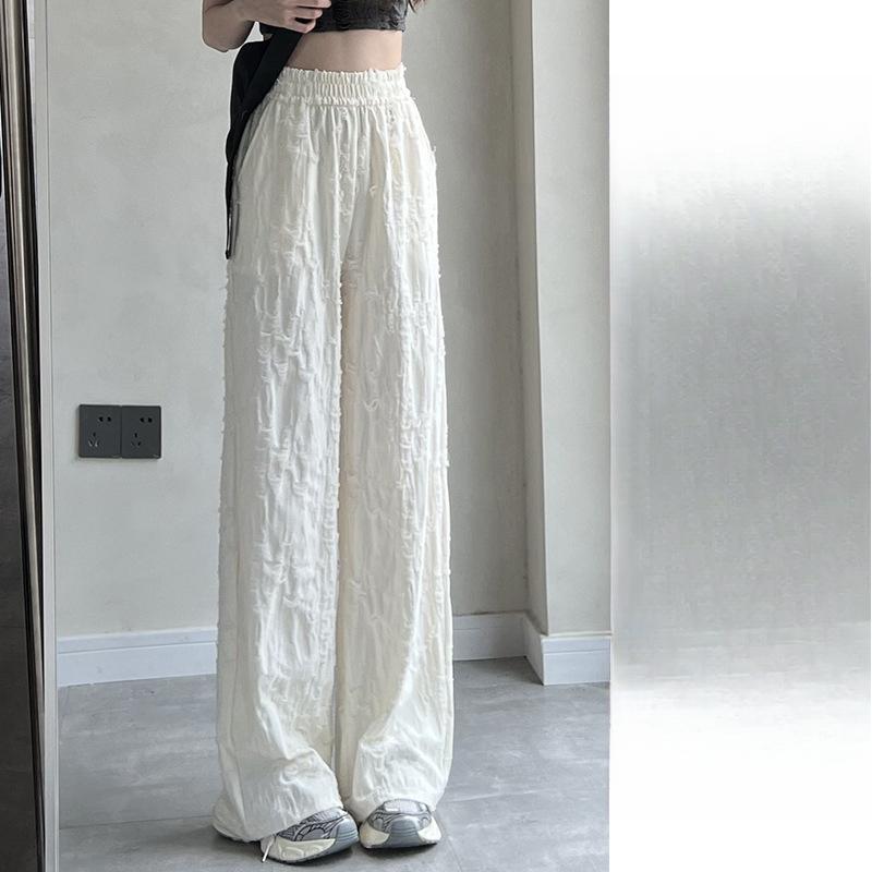 Wide Leg Pants Women's Summer Thin Design High Waist Loose Drape Casual Straight Pants