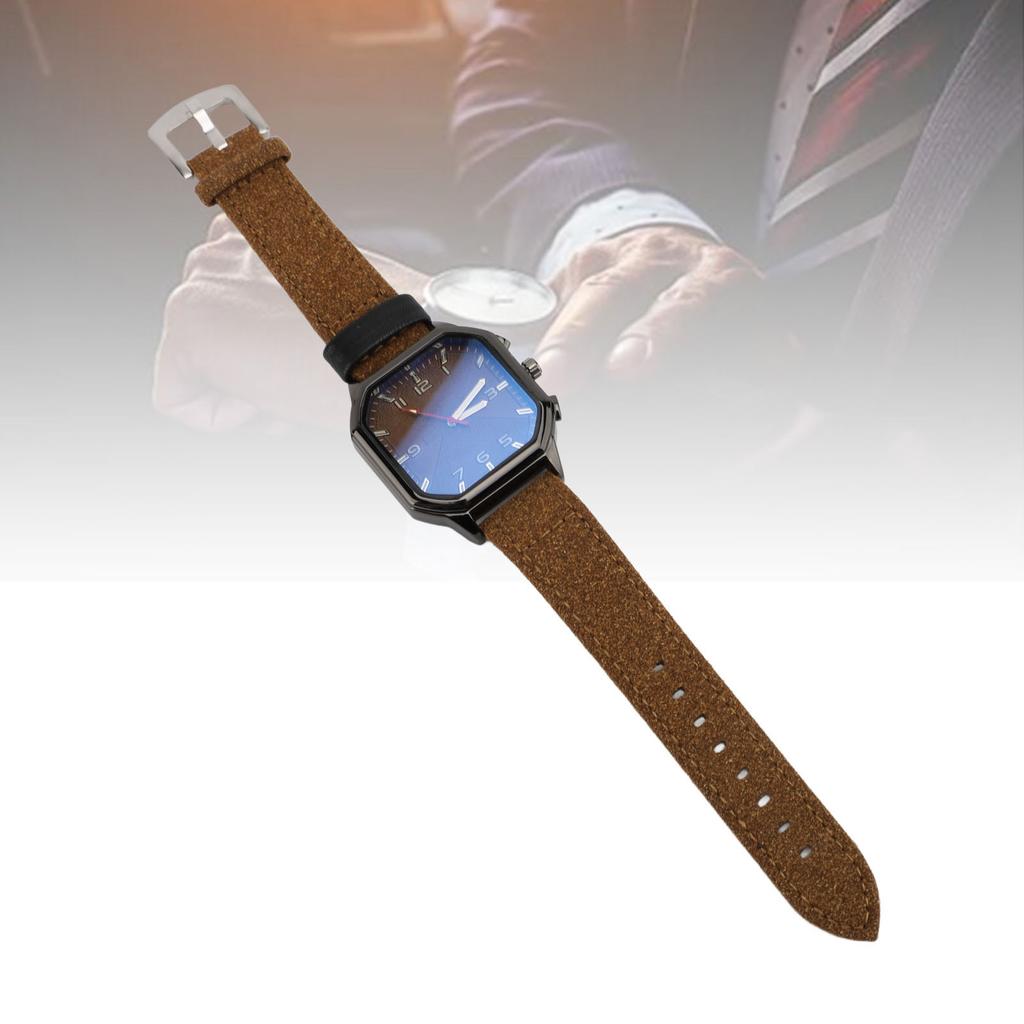 Men Watch Quartz Movement Leather Strap Stylish Retro Wristwatch for Indoor Outdoor Activities Daily Sports