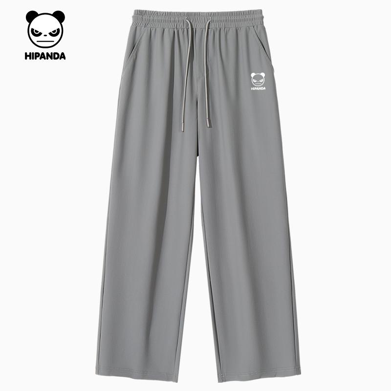 Hello Hipanda, Panda Ice Silk Cool and Simple Casual Pants with Straight and Wide Legs