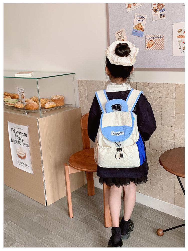 Kindergarten Color Block Backpack - Lightweight, Large Capacity for Boys and Girls