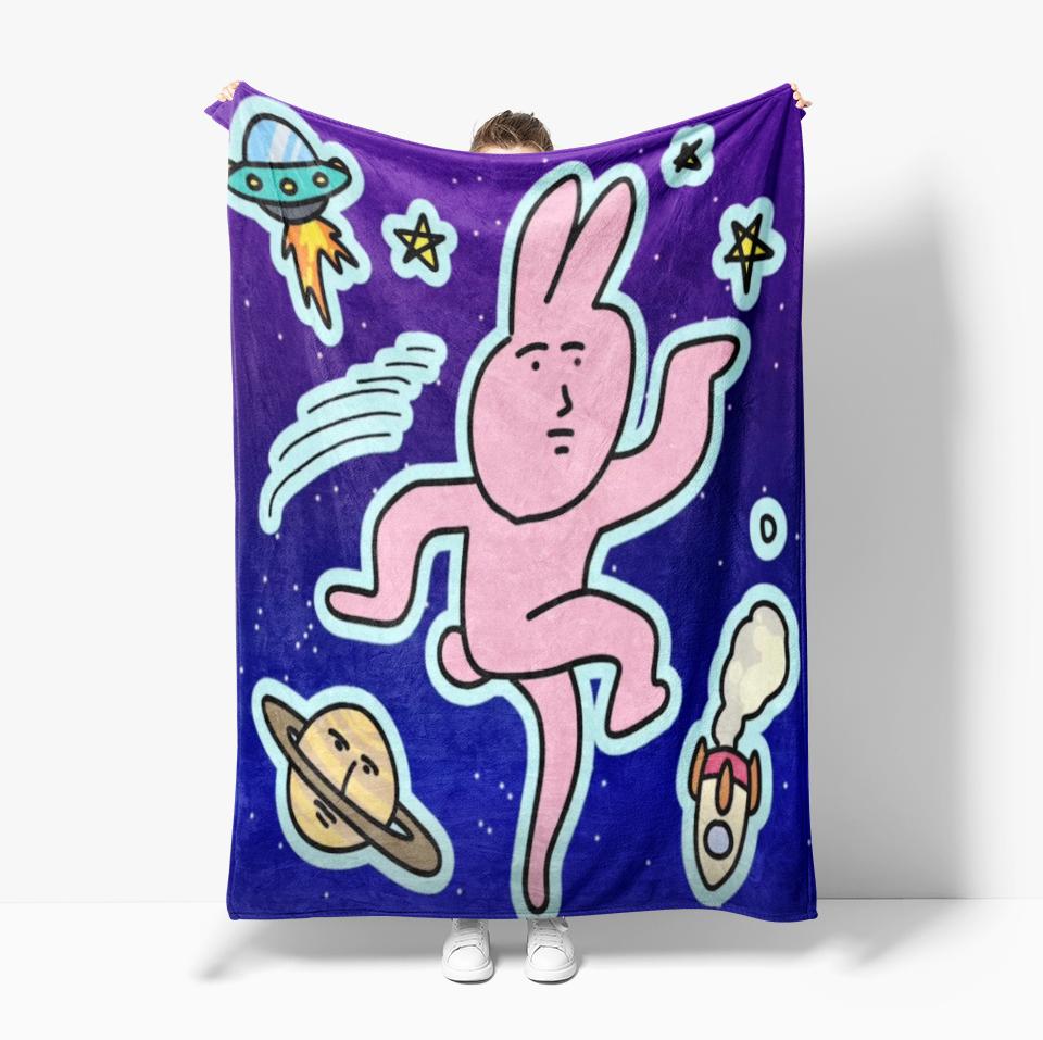 Cute Pink rabbit Series Blanket Cartoon Print Warm Flannel Soft Comfortable Home Travel Bed Blanket Birthday Couple kids Gift