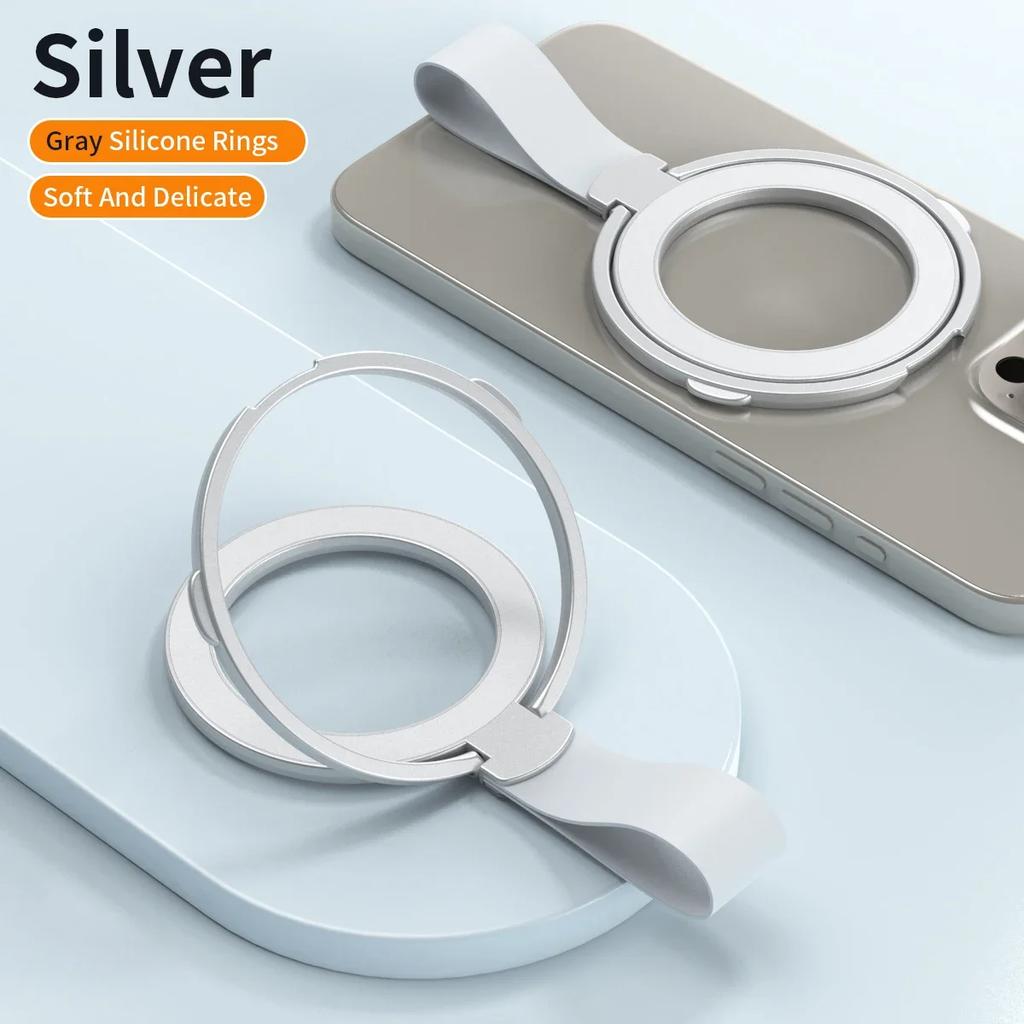 Supporto per Telefono ad Anello Pieghevole Rotante a 360° con Forte Aspirazione Magnetica Metallica Magsafe in Lega Portatile Universale Desktop Creativo