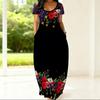 Ladies Flowy Round Neck Dress Short Sleeve Plus Size Garment Ideal For Daily Shopping And Summer Relax Activities