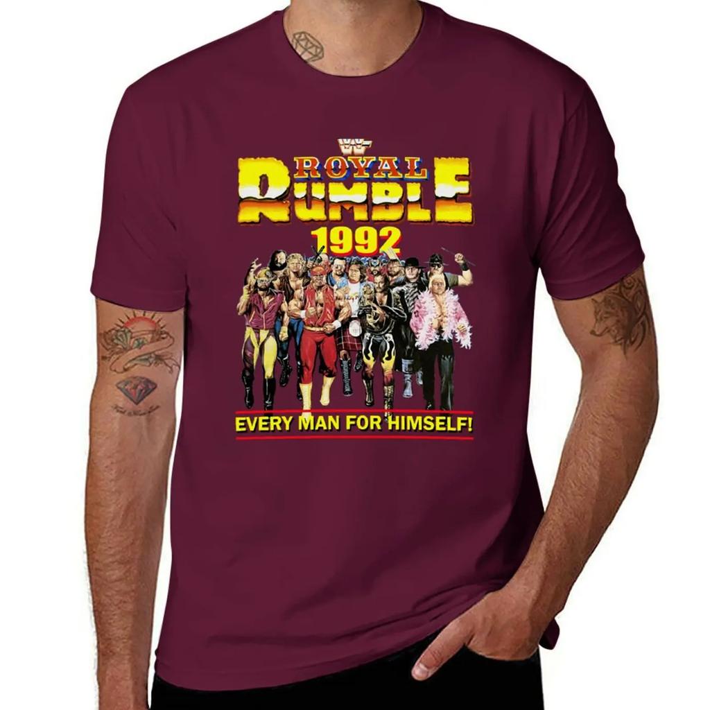 Koszulka WWF Rumble z 1992 roku odzież uliczna szybkoschnąca z krótkim rękawem estetyczne ubrania koszulki dla Unisex