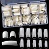 500Pcs Clear/Natural French Square Nail Tips Acrylic Nail Artificial Half False Flakes Nail Tips 10 Sizes with Clear Plastic Box