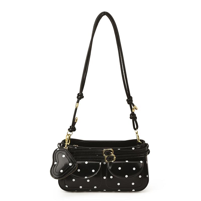 

2026 Spring & Summer New Retro Dots Glossy PU Square Shoulder Bags Exquisite Hot Trendy Stylish Design Crossbody Bags for Women чёрный