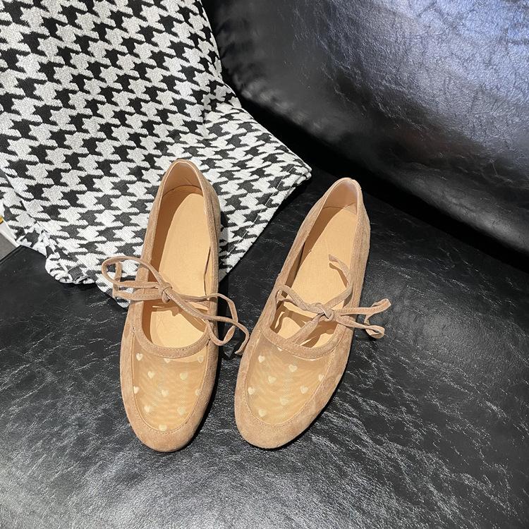 

Round head mesh breathable sandals women s summer new shallow mouth lace-up leather hollow flat-soled single shoes 40 чёрный