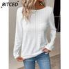 Women's Fashion Casual Solid Color Print O-Neck Long Sleeve Blouses & Shirts