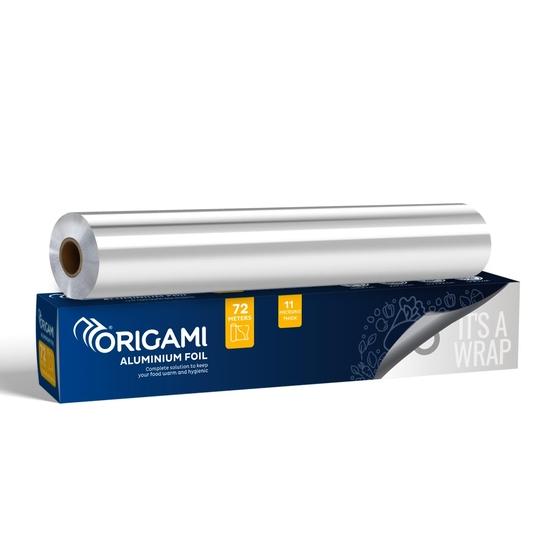 

Origami Silver Aluminium Foil for Food Packing 72m with 11 Micron Thickness | Ideal for Storing, Packing, Wrapping, and Serving - 725g