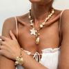 Retro Strandstil Snäcka Sjöstjärna Smyckesset 2025 Trendig Semestergåva Bohemisk Legering Hänge Blomma Chokers Halsband Armband Set