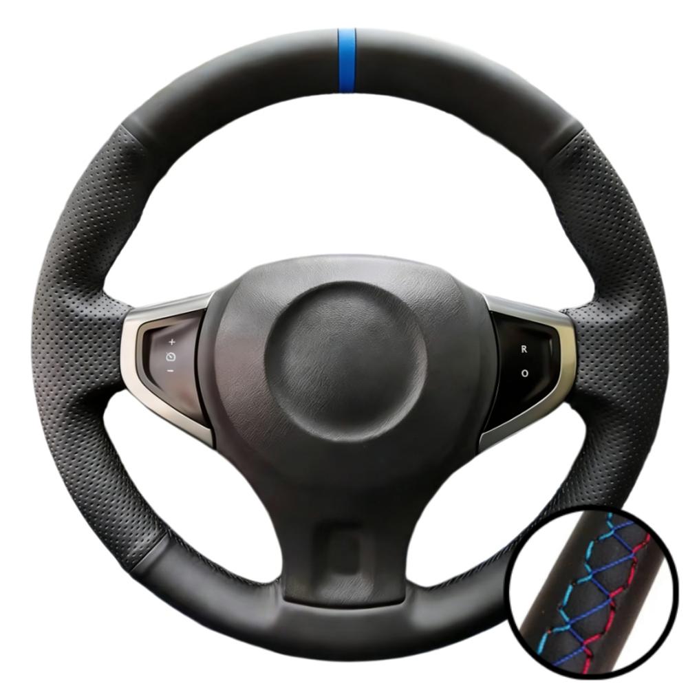 Car Interior Hand Stitched Perforated Non-slip Microfiber Leather 2009-2014 Samsung QM5 Steering Wheel Cover For Renault Koleos