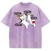 Cartoon Gänse Print Damen T-Shirt Lustig Niedlich Rundhals Gewaschen Kurzarm Sommer Mode Baumwolle Bequemes Oberteil
