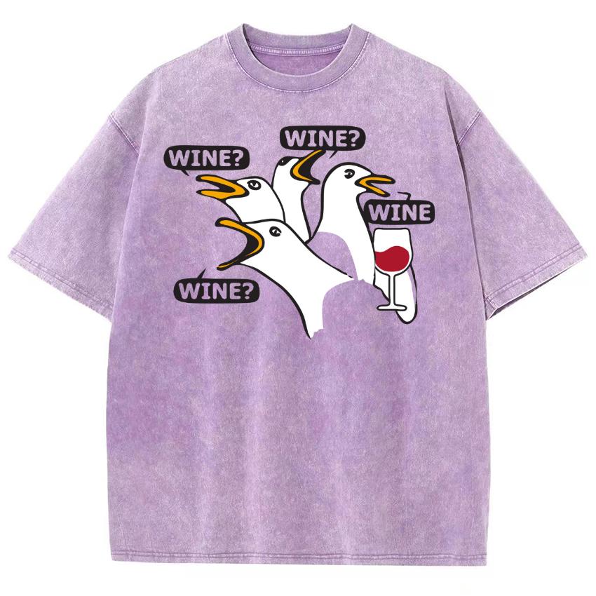 Cartoon Gänse Print Damen T-Shirt Lustig Niedlich Rundhals Gewaschen Kurzarm Sommer Mode Baumwolle Bequemes Oberteil