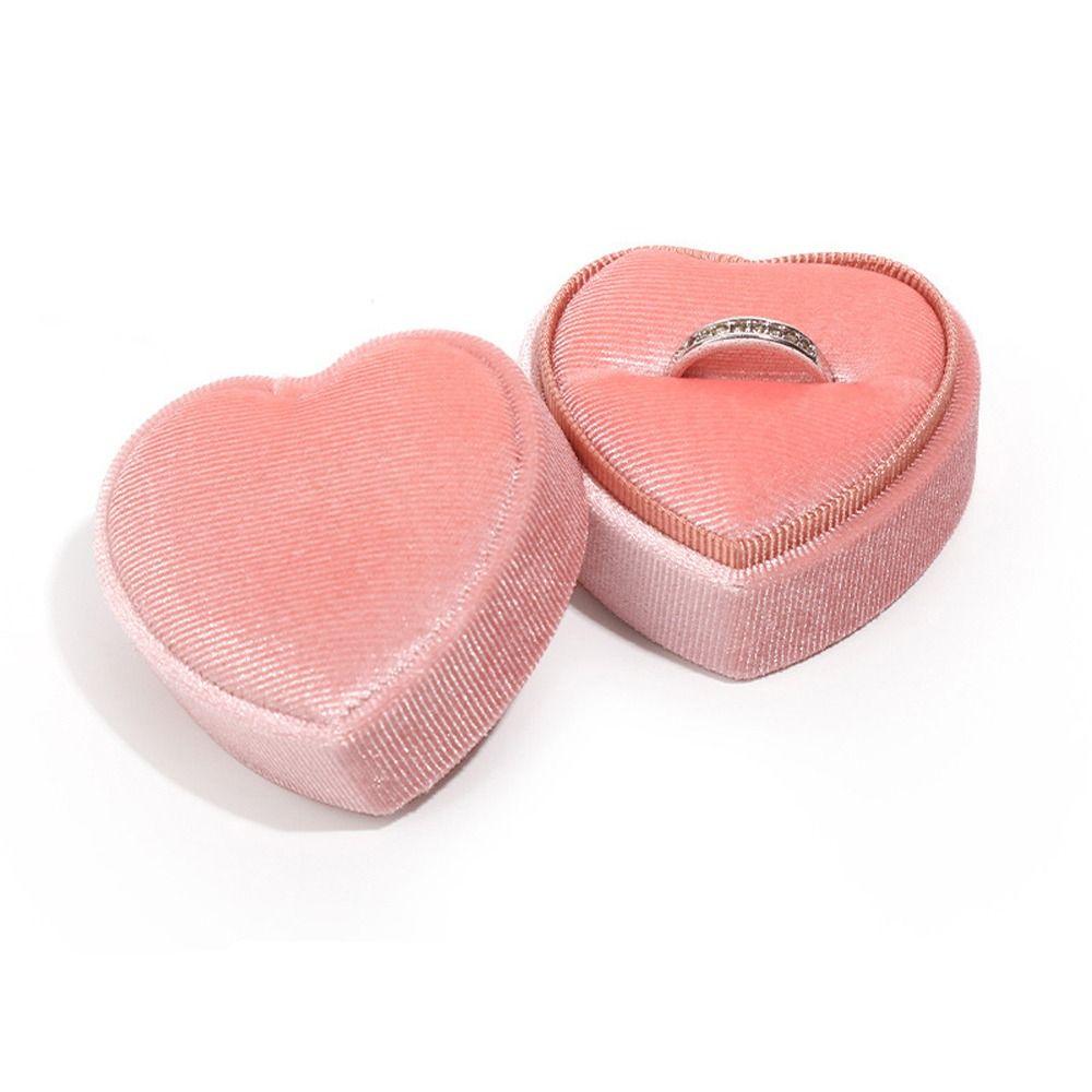 

Corduroy Ornament Heart Shaped Jewelry Case Women Jewelry Box Storage Box Jewelry Organizer pink-Ring box