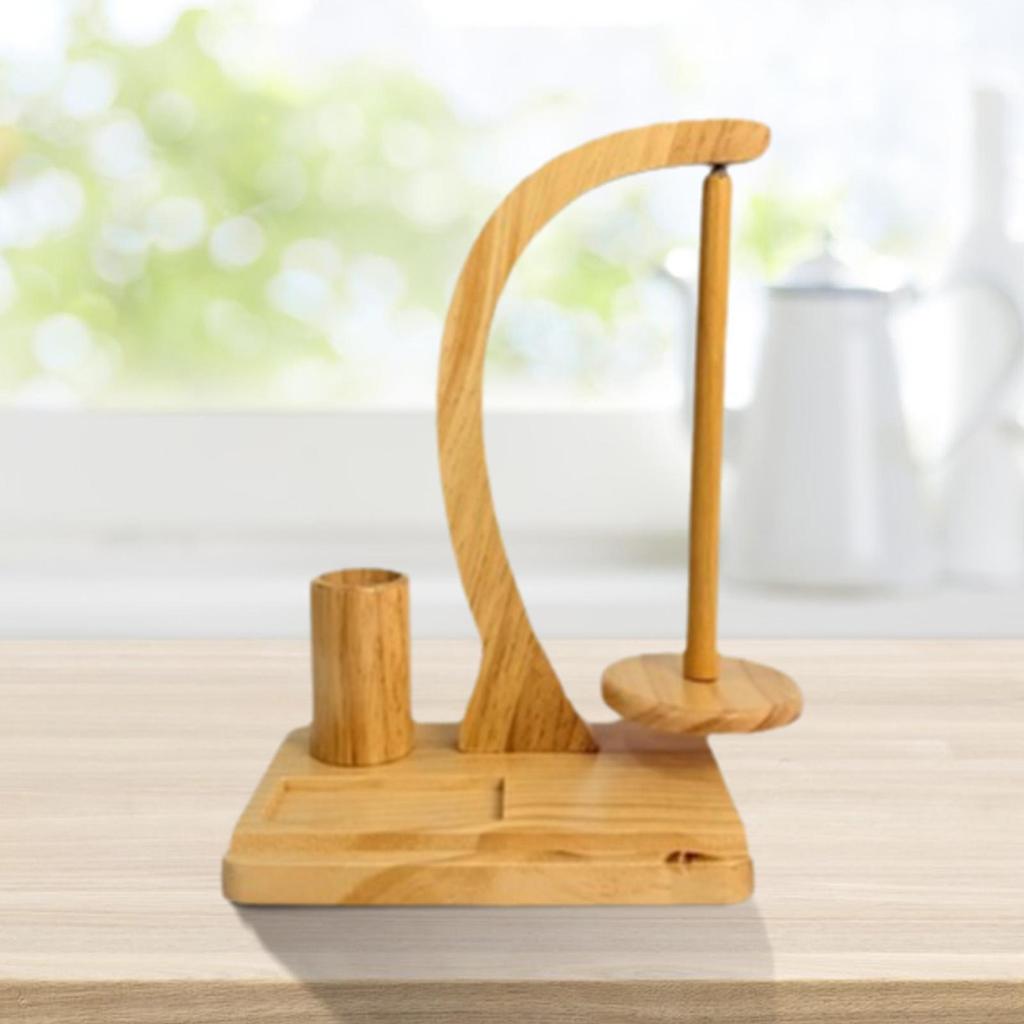 Crochet Yarn Holder Wood Yarn Dispenser Practical Stable with Phone Holder Rotating Spool Turning Tool Storage Rack