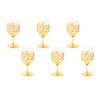 6PCS Set Vintage Wine Glasses Set Flower Embossed Pattern Transparent Glass Water Goblets