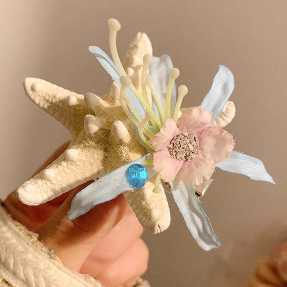Sweet Orchid Flower Hairpin Korean Style Women Side Clip Starfish Hair Clip Holiday