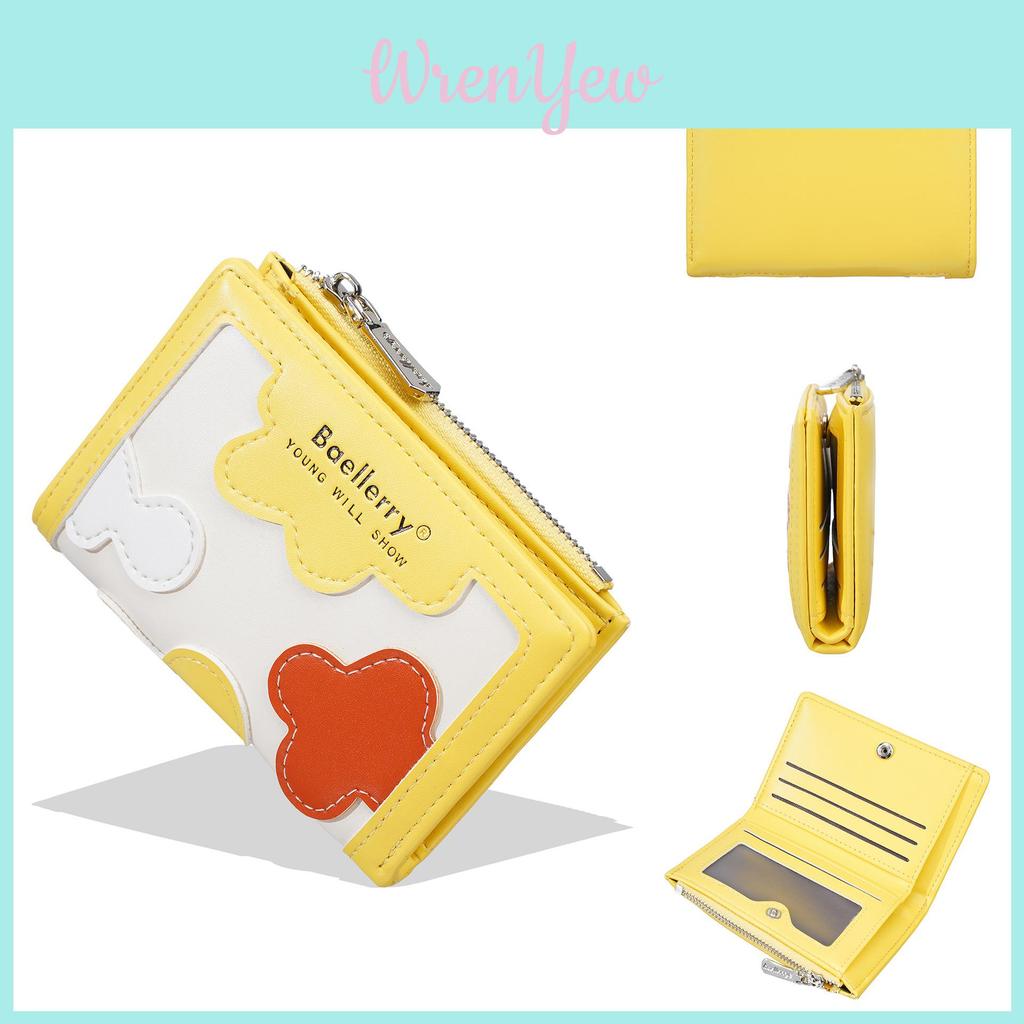 Ladies Short Wallet With Geometric Pattern Pu Material For Daily Use And Card Storage