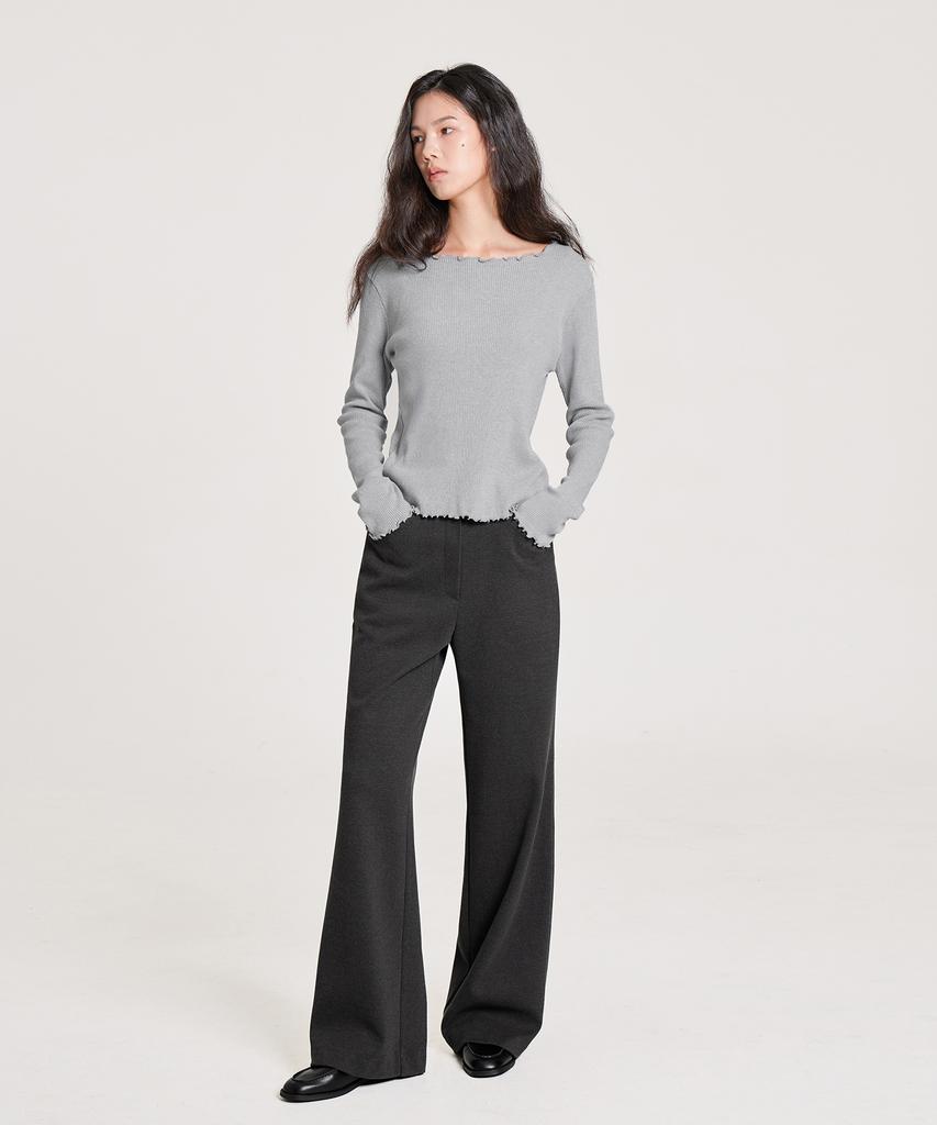 Leondeondada Signature Wool Wide Slacks, Charcoal