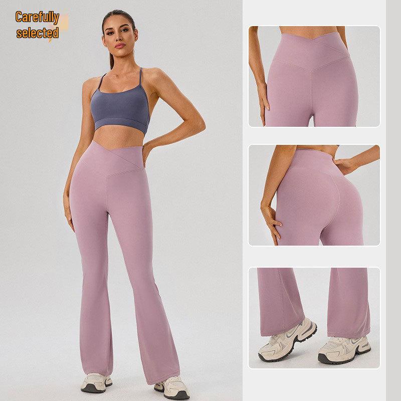 Women's Solid Color High-Waist Flare Yoga Pants