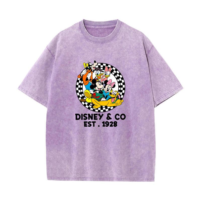XH+93 MINISO 2026 Summer Vintage Wash Printed Pure Cotton Shoulder Style Men's and Women's Round Neck Short Sleeved Couple T-shirt