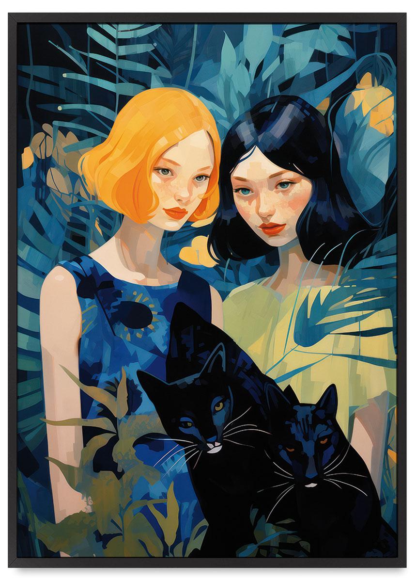 

Плакат ілюстрація дівчини коти 21x30 cm