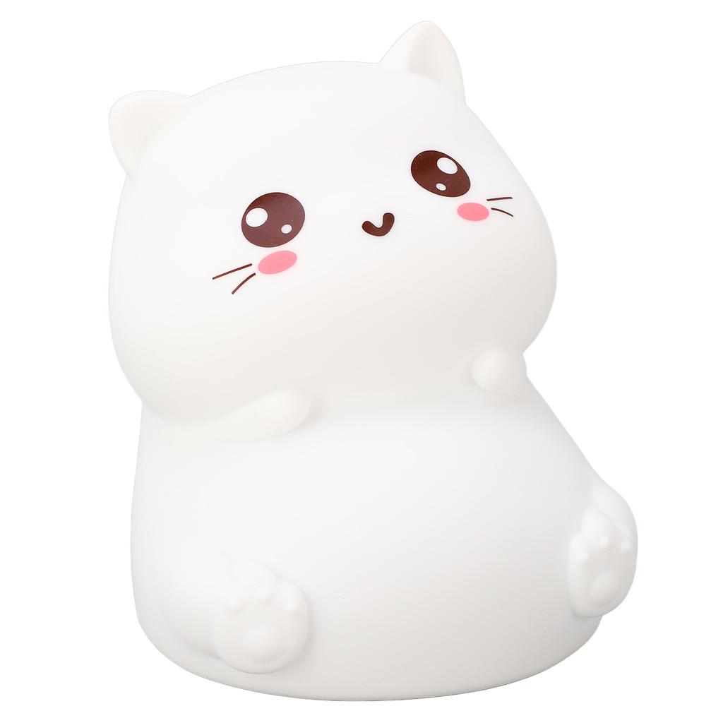 Silicone Night Lamp Cute Cat Tap Control   Color Rechargeable Soft Night Light for Bedroom