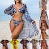 Sexy Bikini Dreiteiler Gaze-Rock Badeanzug Europäischer und Amerikanischer Bikini Netzdruck Urlaubs-Strand Damen Badeanzug