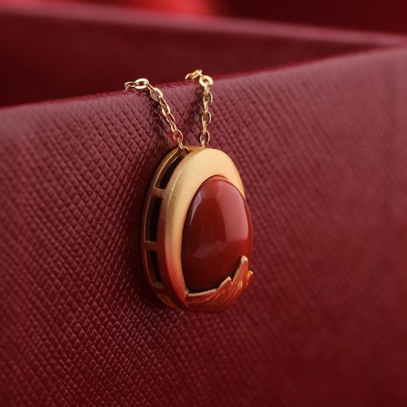 Tancise 925 Sterling Silver Classic Women Agate Necklace Pendant Zircon Fashion Gift