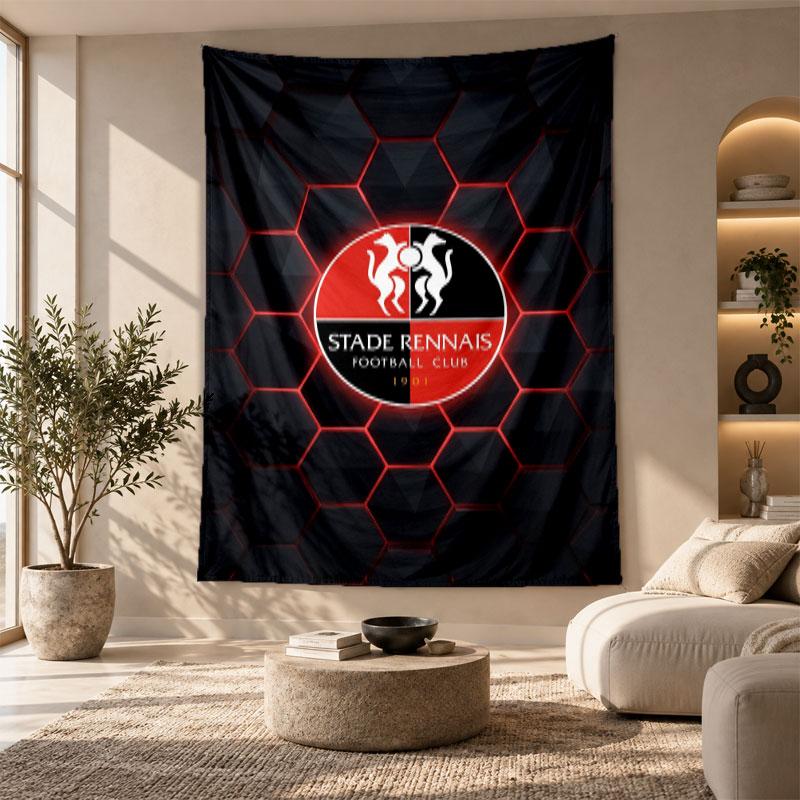 Decorative Tapestry,Stade Rennais FC Printed Wall Art, Lightweight Wall Hanging For Bedroom Background