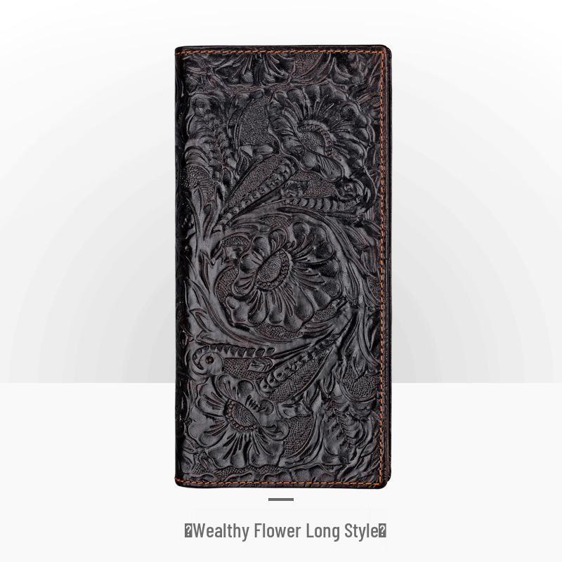 Carteira Masculina Retro em Couro Embossado – Padrão Crocodilo Longo com Vários Compartimentos para Cartões e Porta-Moedas.