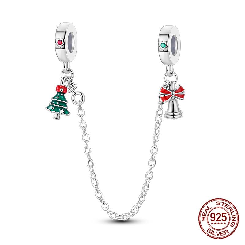 Original 100% 925 Silver Star Moon Safety Chain Fit 925 Original Bracelet & 3mm Bracelet DIY Jewelry Making Women Gift