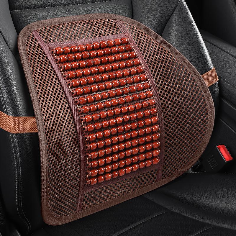 Breathable Summer Car Backrest: Wood Bead Lumbar Support Cushion for Comfortable Driving