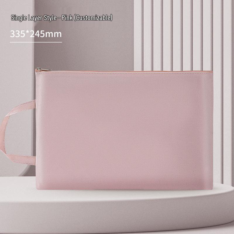 A4 Double-Layer Waterproof Document Bag - Oxford Cloth, Large Capacity, Zippered for Students